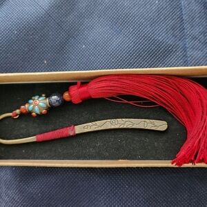 New 1 Pc Vintage Tassel Bookmark Ancient Chinese Hairpin Chinese Metal Bookmark